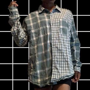 Forever 21 Green Long Sleeve Button Up Patterned Top